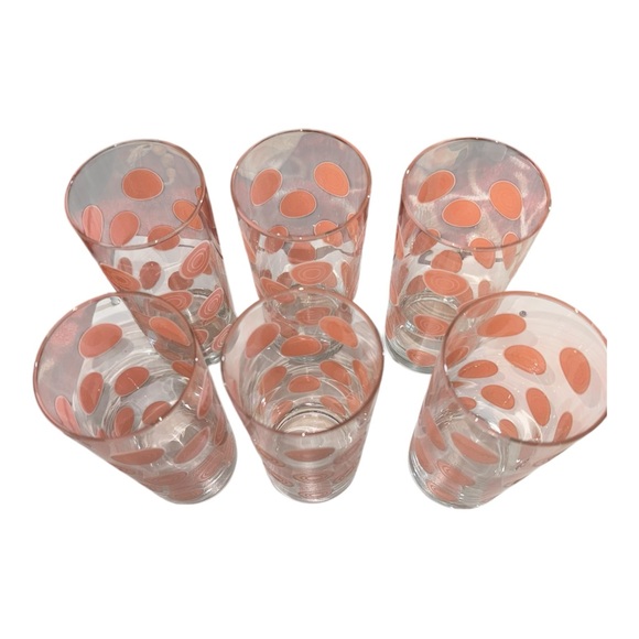 Homer Laughlin Fiesta Dots Circle Tumblers Set of 6 Peach /pink Dots Retired 6” - Picture 7 of 14